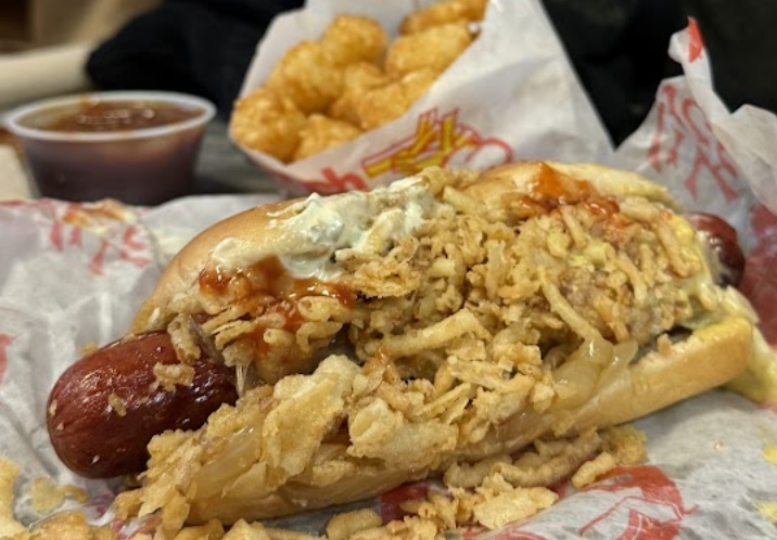 Devil Dawgs signature dishes Chicago Dog
Bag "O" Fries
Bag "O" Tots